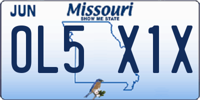 MO license plate OL5X1X
