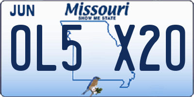 MO license plate OL5X2O