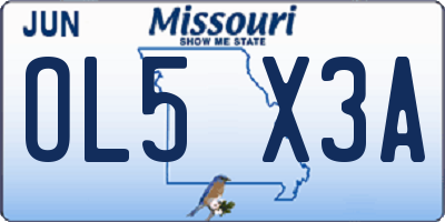 MO license plate OL5X3A