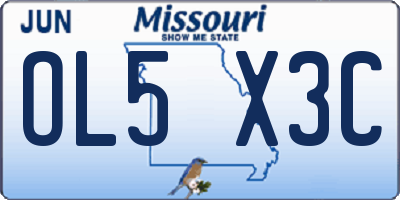 MO license plate OL5X3C