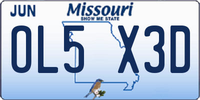 MO license plate OL5X3D