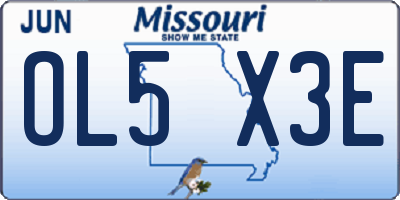 MO license plate OL5X3E