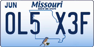 MO license plate OL5X3F