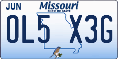MO license plate OL5X3G