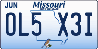 MO license plate OL5X3I
