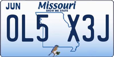 MO license plate OL5X3J
