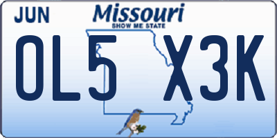 MO license plate OL5X3K