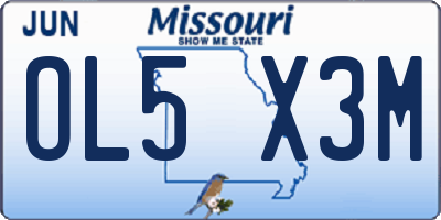 MO license plate OL5X3M