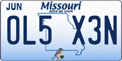 MO license plate OL5X3N