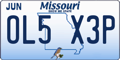 MO license plate OL5X3P