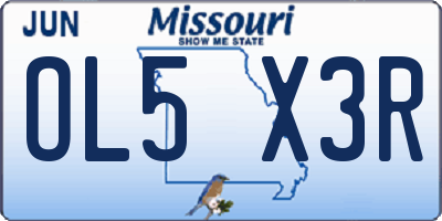 MO license plate OL5X3R