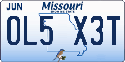 MO license plate OL5X3T