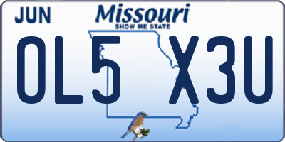 MO license plate OL5X3U
