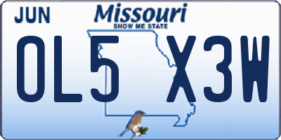 MO license plate OL5X3W