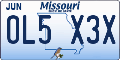 MO license plate OL5X3X