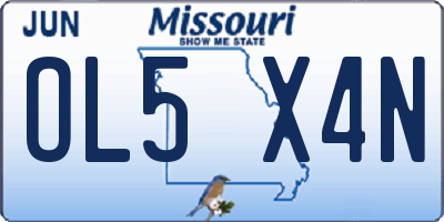 MO license plate OL5X4N