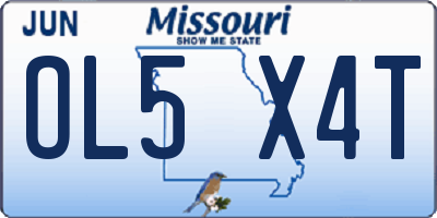 MO license plate OL5X4T