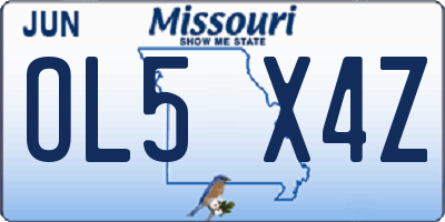 MO license plate OL5X4Z