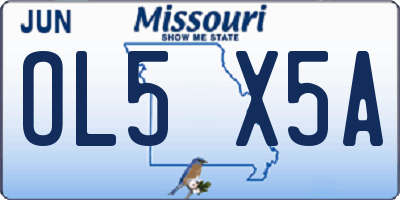 MO license plate OL5X5A
