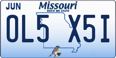 MO license plate OL5X5I