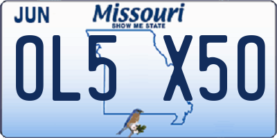 MO license plate OL5X5O