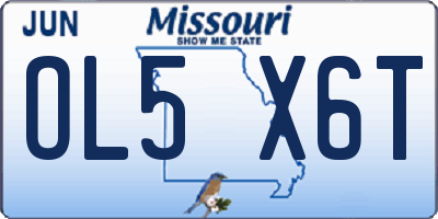 MO license plate OL5X6T