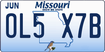 MO license plate OL5X7B