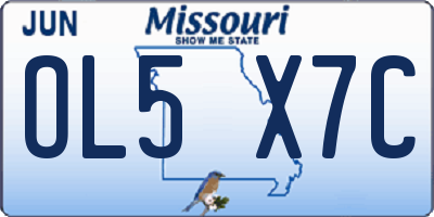 MO license plate OL5X7C