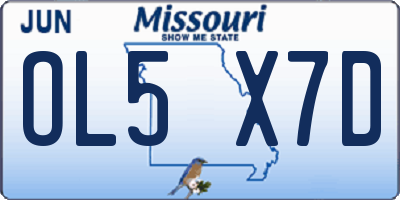 MO license plate OL5X7D
