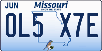 MO license plate OL5X7E