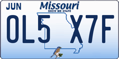 MO license plate OL5X7F