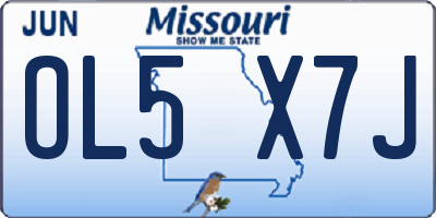 MO license plate OL5X7J