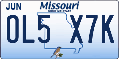 MO license plate OL5X7K