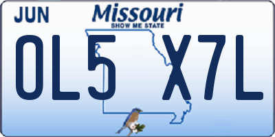 MO license plate OL5X7L