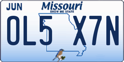 MO license plate OL5X7N