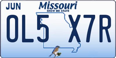 MO license plate OL5X7R