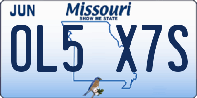 MO license plate OL5X7S