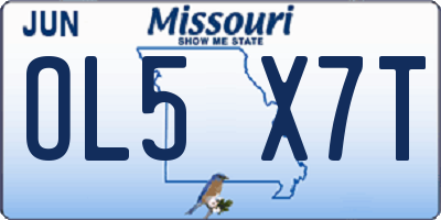 MO license plate OL5X7T