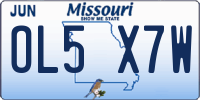 MO license plate OL5X7W