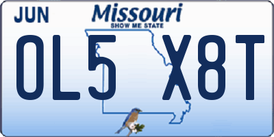 MO license plate OL5X8T