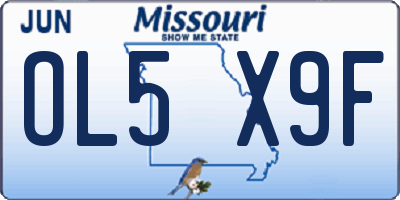 MO license plate OL5X9F