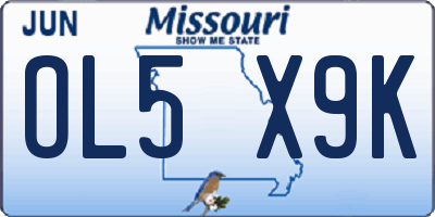 MO license plate OL5X9K