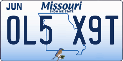 MO license plate OL5X9T