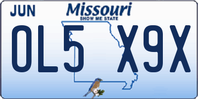 MO license plate OL5X9X