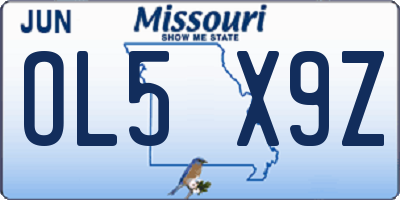MO license plate OL5X9Z
