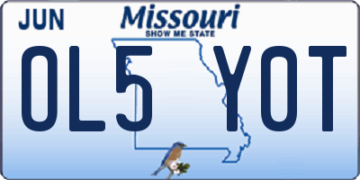 MO license plate OL5Y0T