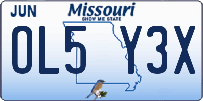 MO license plate OL5Y3X