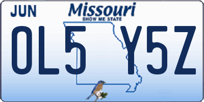 MO license plate OL5Y5Z