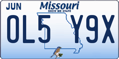 MO license plate OL5Y9X