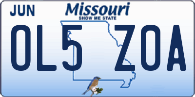 MO license plate OL5Z0A